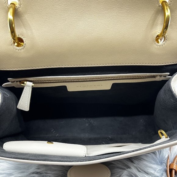 Burberry DK88 Medium Trench Calfskin Top Handle Bag Limestone Honey EUC - Picture 13 of 16